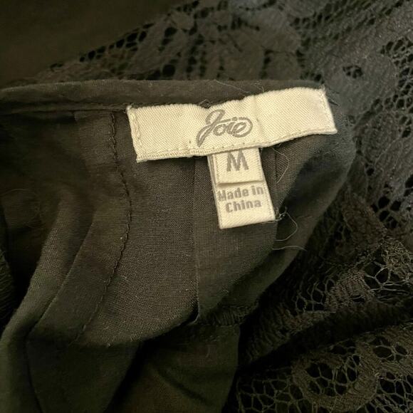 Joie Women's Joyce Black Lace Flutter Sleeve Boho Top Semi-sheer; Medium - Picture 7 of 8